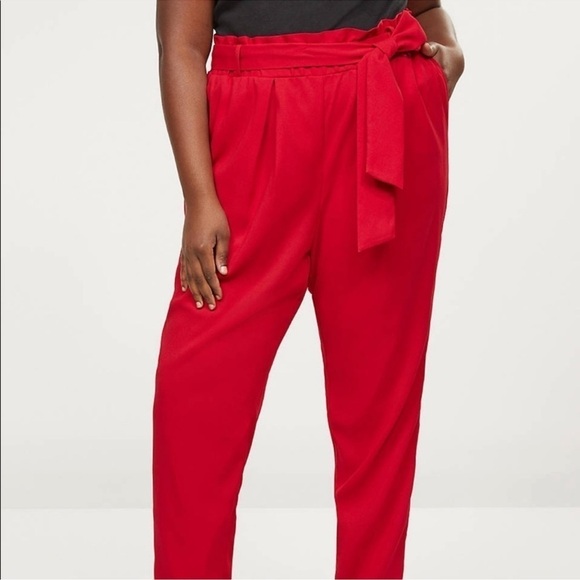 Lane Bryant Belted Slim Leg Red Ankle Pants Size 16 - Picture 12 of 14